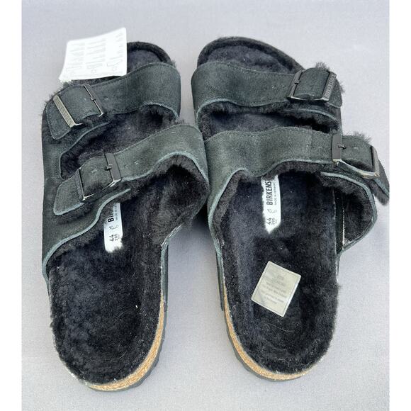 Birkenstock Arizona Shearling Suede Leather Black Sandals 11 Men\'s / 44EU NWB main image 5